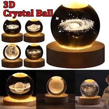 Miniatura 6 de Bola Esfera Cristal 3D Lampara De Noche